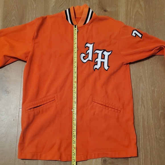 Vintage 1980s Orange White Embroidered Lightweight Varsity Jacket Large 80s #76 - Picture 15 of 16